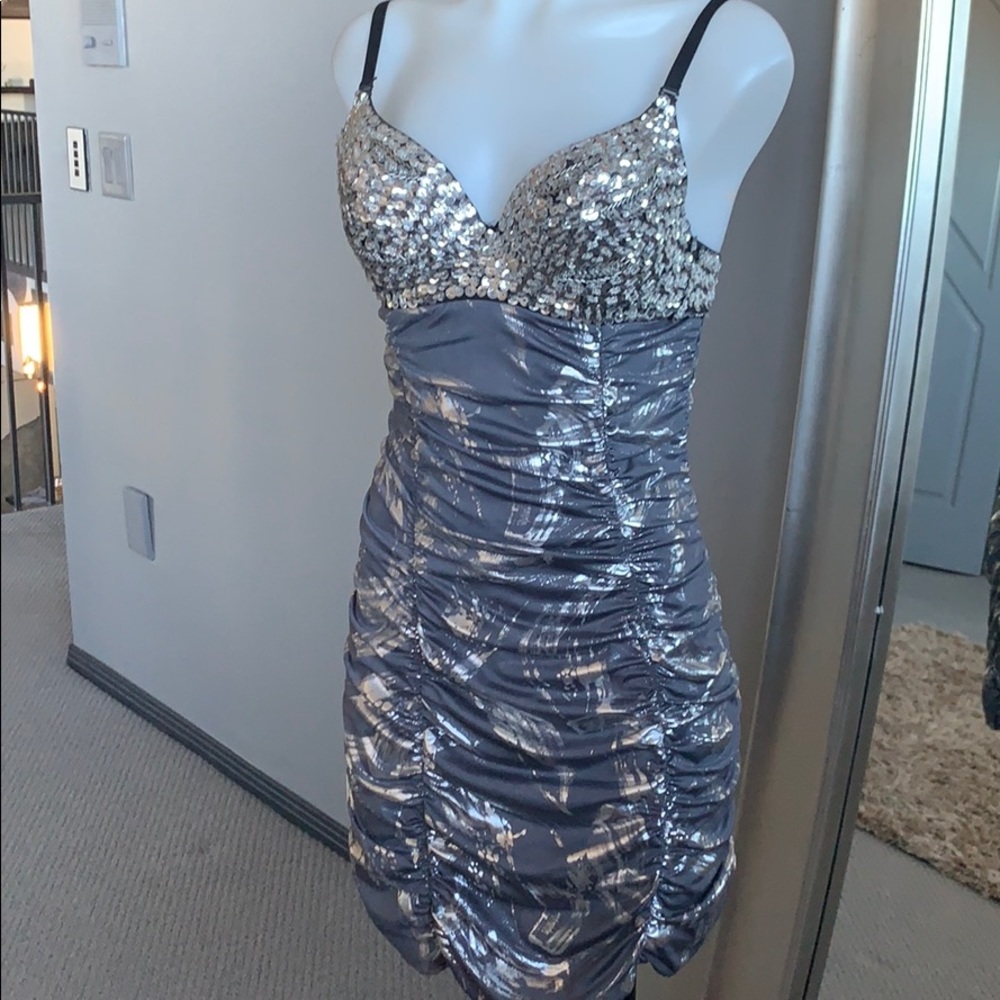 Shiny cocktail dress.